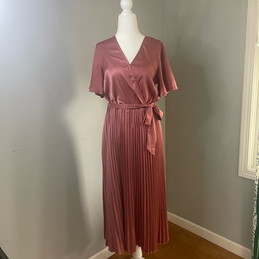 Rose Gold Midi Wedding Guest Dress
